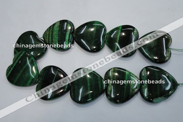 CTE1086 15.5 inches 40*40mm heart dyed green tiger eye beads