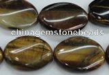 CTE110 15.5 inches 18*25mm twisted oval yellow tiger eye beads