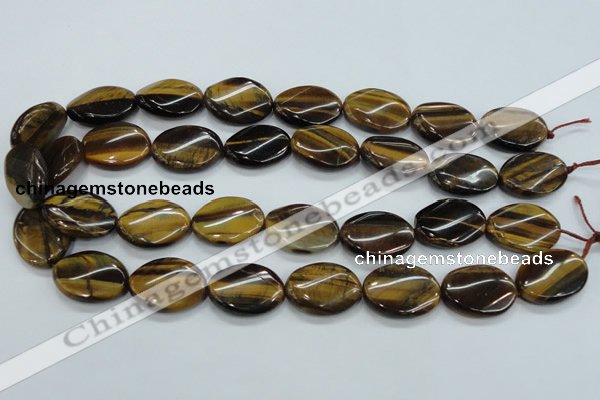 CTE110 15.5 inches 18*25mm twisted oval yellow tiger eye beads