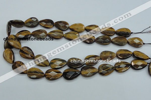 CTE111 15.5 inches 16*22mm faceted & flat teardrop yellow tiger eye beads