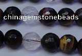 CTE1132 15 inches 8mm faceted round mixed tiger eye & white crystal beads