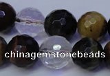 CTE1133 15 inches 10mm faceted round mixed tiger eye & white crystal beads