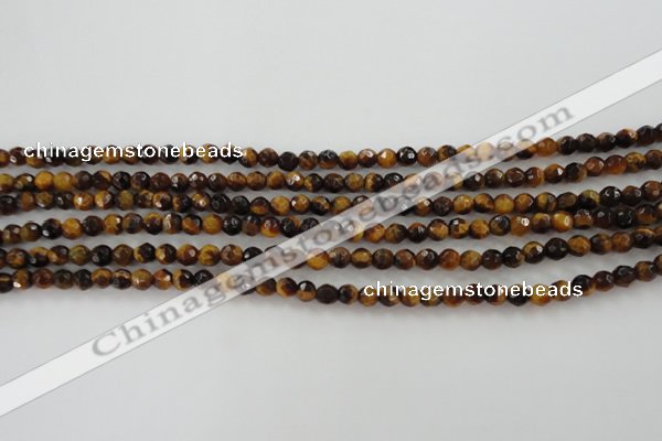 CTE1195 15.5 inches 4mm faceted round yellow tiger eye beads