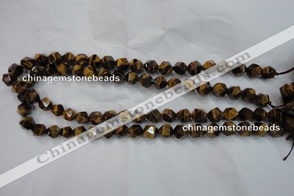 CTE1202 15 inches 10mm faceted nuggets yellow tiger eye beads