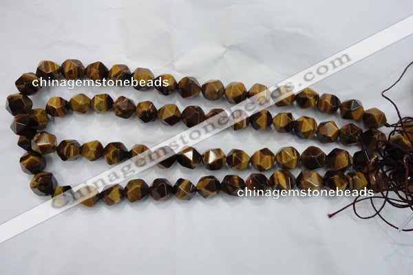 CTE1203 15 inches 12mm faceted nuggets yellow tiger eye beads