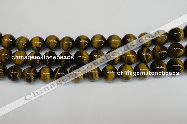 CTE1222 15.5 inches 14mm round AB+ grade yellow tiger eye beads