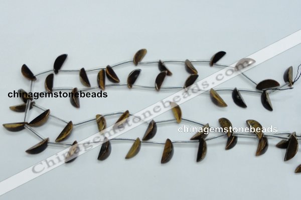 CTE124 6*17mm top-drilled moon yellow tiger eye beads wholesale