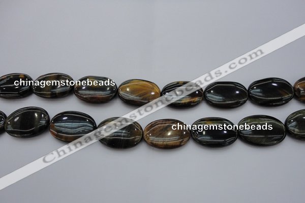 CTE1364 15.5 inches 15*20mm oval yellow & blue tiger eye beads