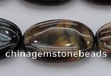 CTE1367 15.5 inches 25*35mm oval yellow & blue tiger eye beads