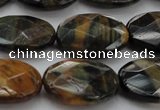 CTE1372 15.5 inches 15*20mm faceted oval yellow & blue tiger eye beads