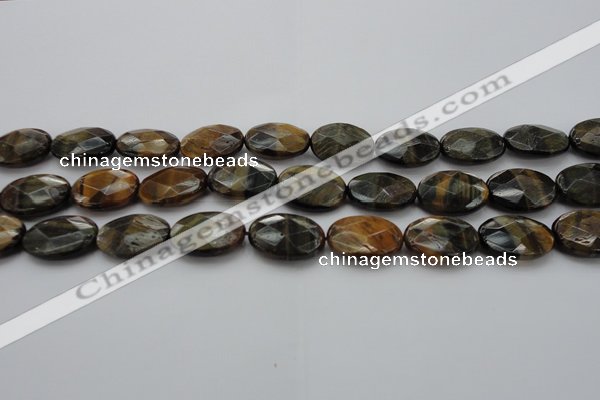 CTE1372 15.5 inches 15*20mm faceted oval yellow & blue tiger eye beads