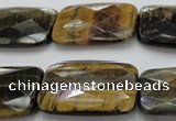 CTE1390 15.5 inches 22*30mm faceted rectangle yellow & blue tiger eye beads