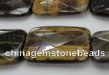 CTE1391 15.5 inches 25*35mm faceted rectangle yellow & blue tiger eye beads