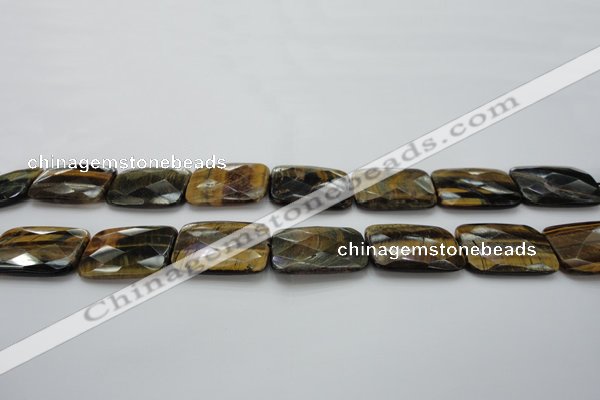 CTE1391 15.5 inches 25*35mm faceted rectangle yellow & blue tiger eye beads