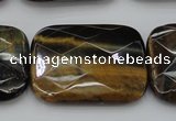 CTE1392 15.5 inches 30*40mm faceted rectangle yellow & blue tiger eye beads