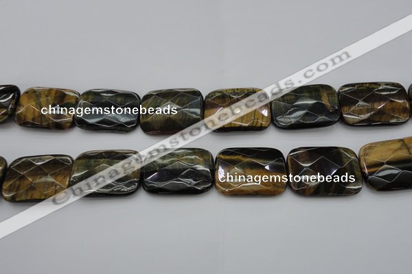 CTE1392 15.5 inches 30*40mm faceted rectangle yellow & blue tiger eye beads