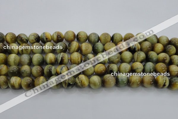 CTE1443 15.5 inches 10mm round golden & blue tiger eye beads