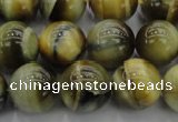 CTE1444 15.5 inches 12mm round golden & blue tiger eye beads