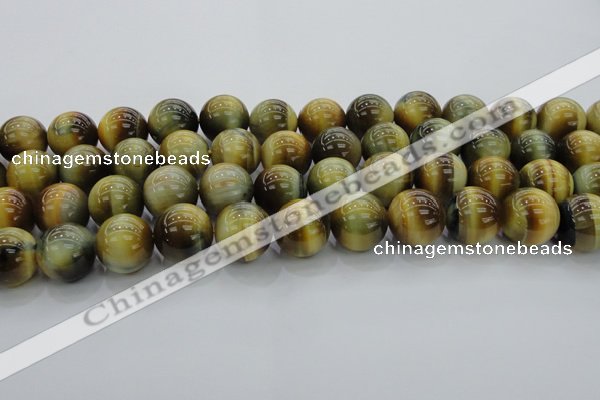 CTE1446 15.5 inches 16mm round golden & blue tiger eye beads