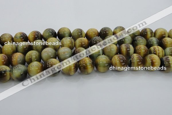 CTE1447 15.5 inches 18mm round golden & blue tiger eye beads