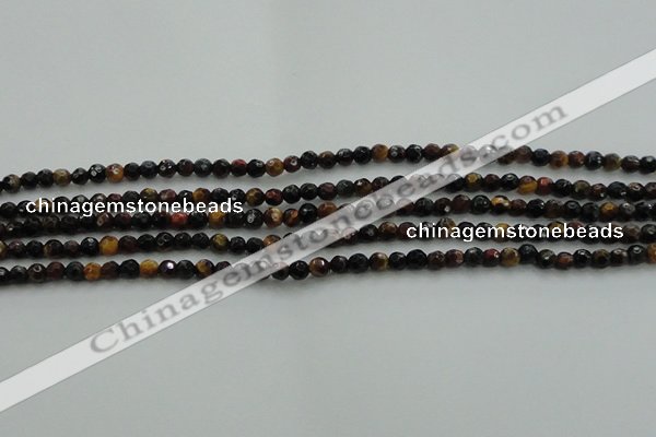 CTE1470 15.5 inches 4mm faceted round mixed tiger eye beads