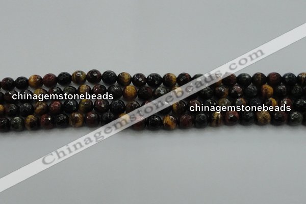 CTE1472 15.5 inches 8mm faceted round mixed tiger eye beads