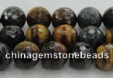 CTE1473 15.5 inches 10mm faceted round mixed tiger eye beads