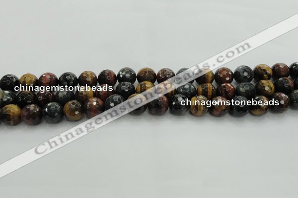 CTE1473 15.5 inches 10mm faceted round mixed tiger eye beads