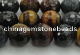 CTE1474 15.5 inches 12mm faceted round mixed tiger eye beads