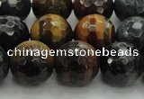 CTE1476 15.5 inches 16mm faceted round mixed tiger eye beads