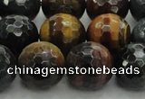 CTE1477 15.5 inches 18mm faceted round mixed tiger eye beads