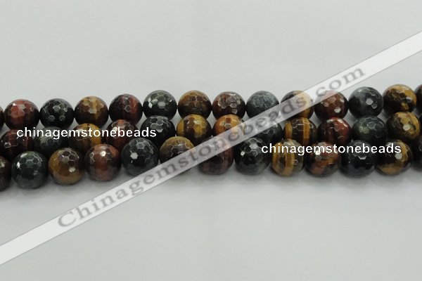 CTE1477 15.5 inches 18mm faceted round mixed tiger eye beads
