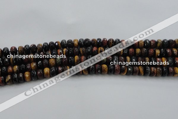 CTE1482 15.5 inches 6*10mm faceted rondelle mixed tiger eye beads