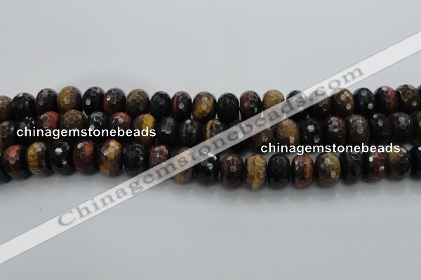 CTE1484 15.5 inches 8*14mm faceted rondelle mixed tiger eye beads