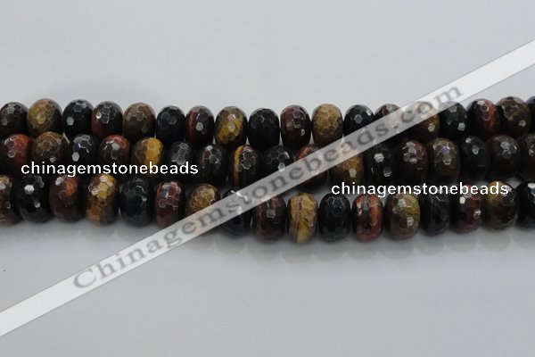 CTE1486 15.5 inches 12*18mm faceted rondelle mixed tiger eye beads