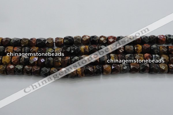 CTE1488 15.5 inches 9*12mm faceted tyre mixed tiger eye beads
