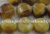 CTE1539 15.5 inches 16mm faceted coin golden tiger eye beads