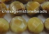 CTE1540 15.5 inches 18mm faceted coin golden tiger eye beads