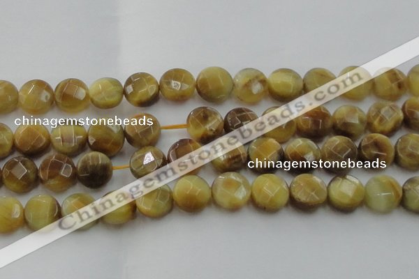 CTE1540 15.5 inches 18mm faceted coin golden tiger eye beads