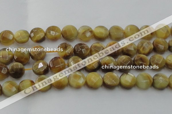 CTE1541 15.5 inches 20mm faceted coin golden tiger eye beads