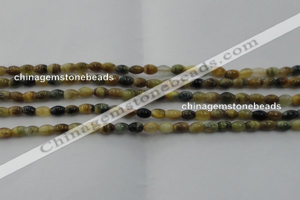 CTE1550 15.5 inches 4*6mm rice golden & blue tiger eye beads wholesale