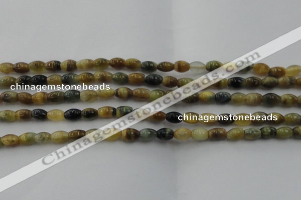 CTE1551 15.5 inches 5*8mm rice golden & blue tiger eye beads wholesale