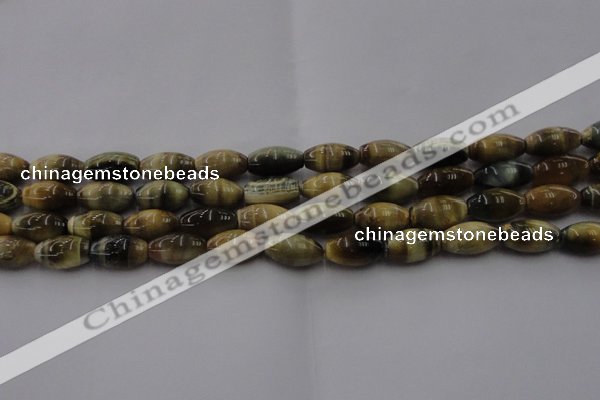 CTE1553 15.5 inches 8*12mm rice golden & blue tiger eye beads wholesale