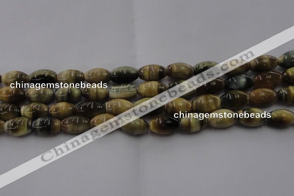 CTE1554 15.5 inches 10*14mm rice golden & blue tiger eye beads wholesale