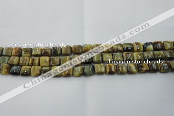 CTE1562 15.5 inches 8*8mm square golden & blue tiger eye beads wholesale