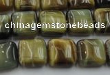 CTE1563 15.5 inches 10*10mm square golden & blue tiger eye beads wholesale