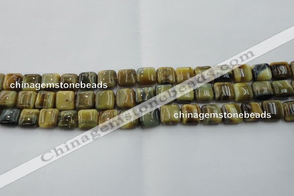 CTE1563 15.5 inches 10*10mm square golden & blue tiger eye beads wholesale