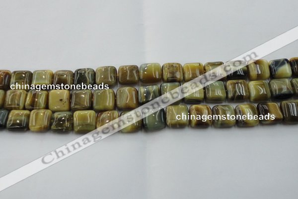 CTE1564 15.5 inches 12*12mm square golden & blue tiger eye beads wholesale