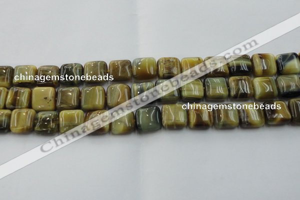 CTE1565 15.5 inches 14*14mm square golden & blue tiger eye beads wholesale