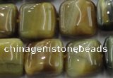 CTE1566 15.5 inches 16*16mm square golden & blue tiger eye beads wholesale